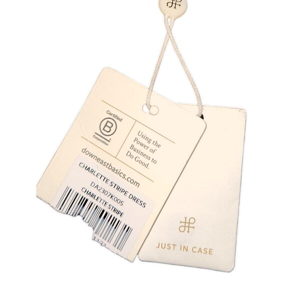 DownEast Green and Black Striped Sheath Dress Size XS 100% Cotton Natura… - Picture 5 of 8